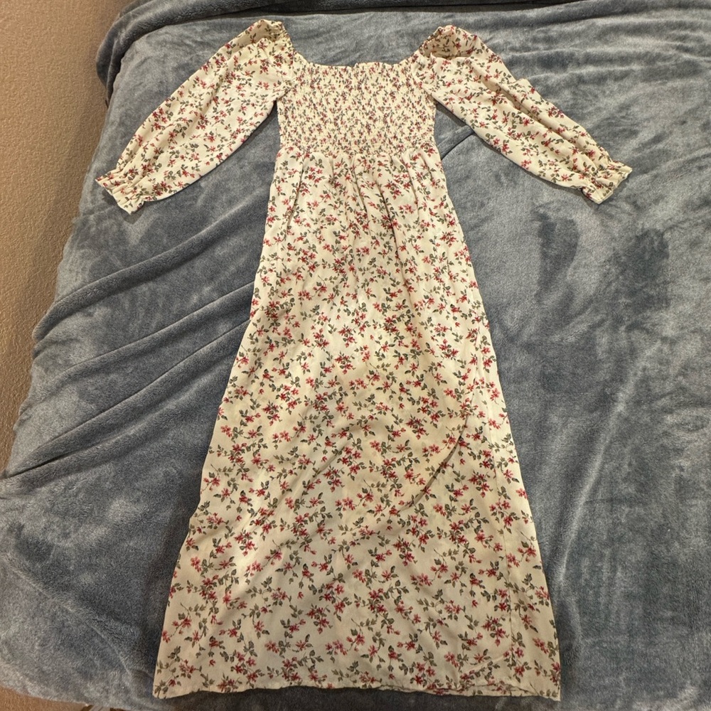 SHEIN Floral Print Maxi Dress - Cream and Red